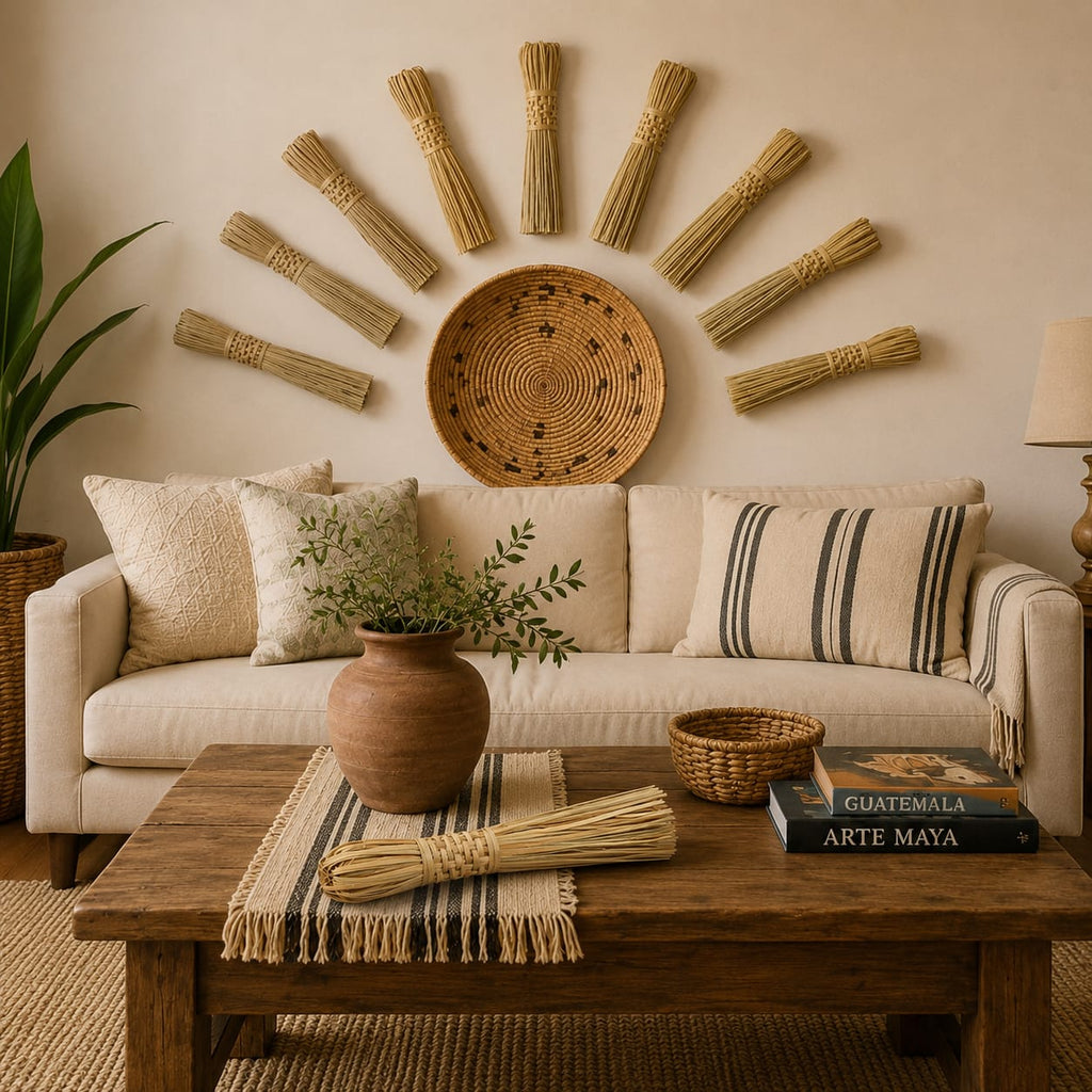 Mesbal qaaq (Escobita de Mano o Sacudidor) Artesanal de Palma Natural | Decoración de Interiores y Artesanía Maya Poqomchí de Guatemala 🇬🇹