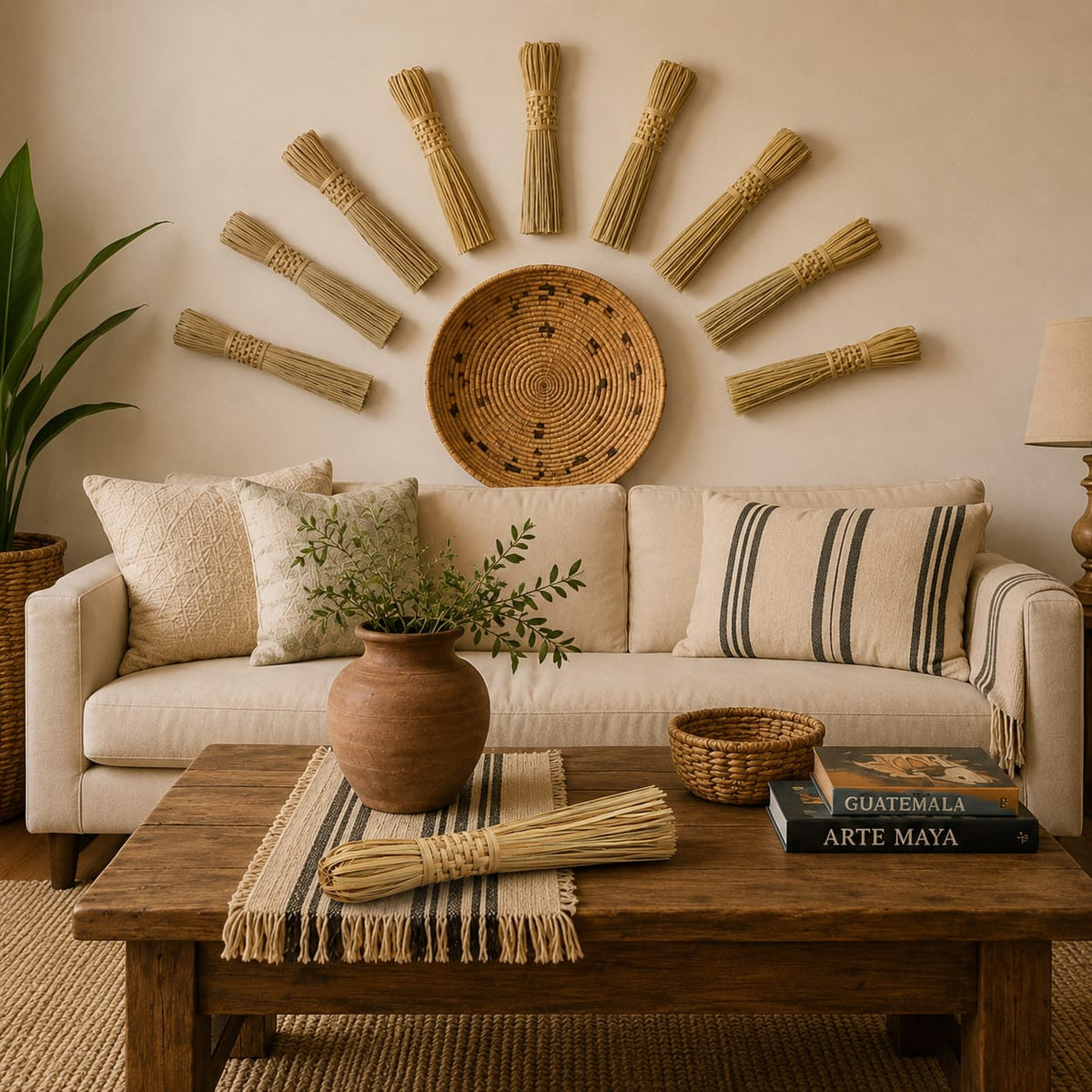 Mesbal qaaq (Escobita de Mano o Sacudidor) Artesanal de Palma Natural | Decoración de Interiores y Artesanía Maya Poqomchí de Guatemala 🇬🇹