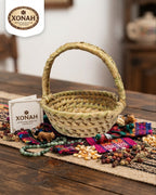 Mini Canasta con Asa Artesanal de Palma Tejida a Mano(Chiquiwit) (Chakach) – | Decoración de Interiores y Usos Múltiples | Artesanía Maya Poqomchí de Guatemala 🇬🇹