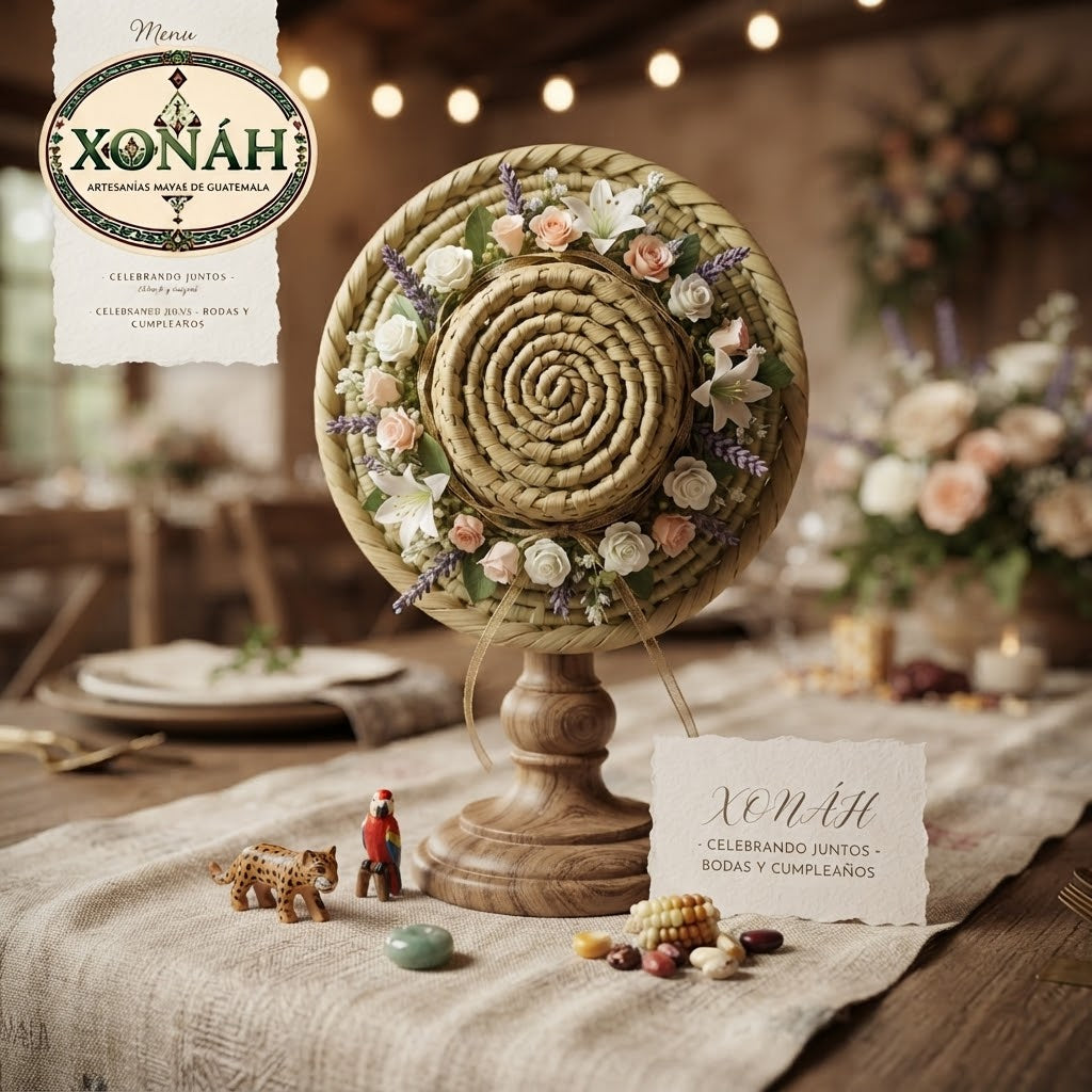 Mini Sombrero de Palma Tejido a Mano | Decoración Artesanal Maya Poqomchí de Guatemala 🇬🇹