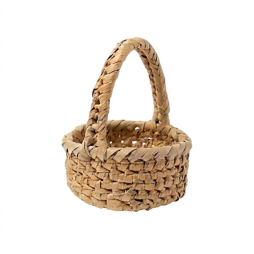 Mini Canasta con Asa xxs  Artesanal de Palma Tejida a Mano(Chiquiwit) (Chakach) – | Decoración de Interiores y Usos Múltiples | Artesanía Maya Poqomchí de Guat